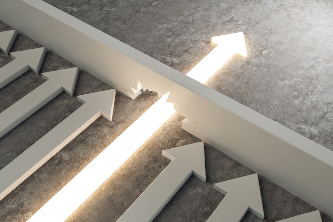Arrows breaking through barriers